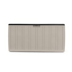 Beige/bruine kunststof tuinkist, 117 x 45,5 x 57 cm | Bovenkant