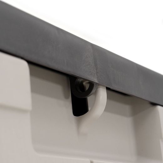 Beige/bruine kunststof tuinkist, 117 x 45,5 x 57 cm | Bovenkant