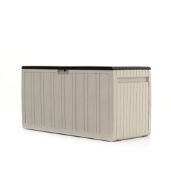 Beige/bruine kunststof tuinkist, 117 x 45,5 x 57 cm | Bovenkant