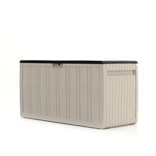 Beige/bruine kunststof tuinkist, 117 x 45,5 x 57 cm | Bovenkant