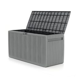 Σεντούκι κήπου από γκρι ρητίνη, 117 x 45,5 x 57 cm | Μπλουζα