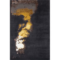 BEHIND-Alfombra de lana humo negro y ambar, 300x200 cm