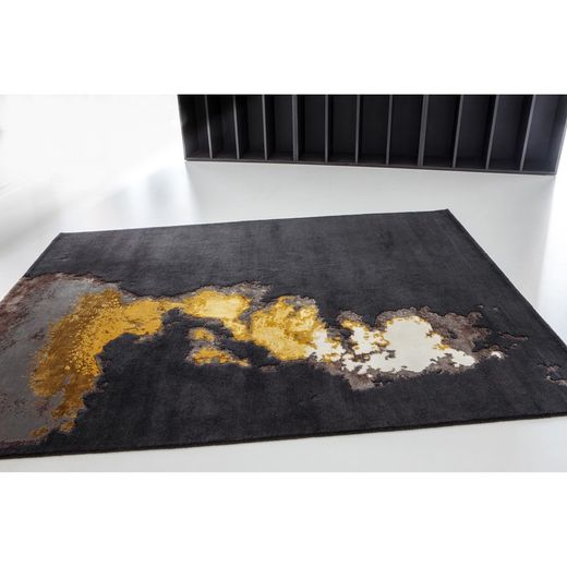 BEHIND-Alfombra de lana humo negro y ambar, 300x200 cm