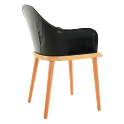 BEKSAND Black - Chair with armrests. Ash wood and black polycarbonate, 57 x 54 x 82 cm