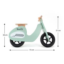 Montessori-style ride-on bike made of aquamarine wood, 73x27x50 cm | motorbike