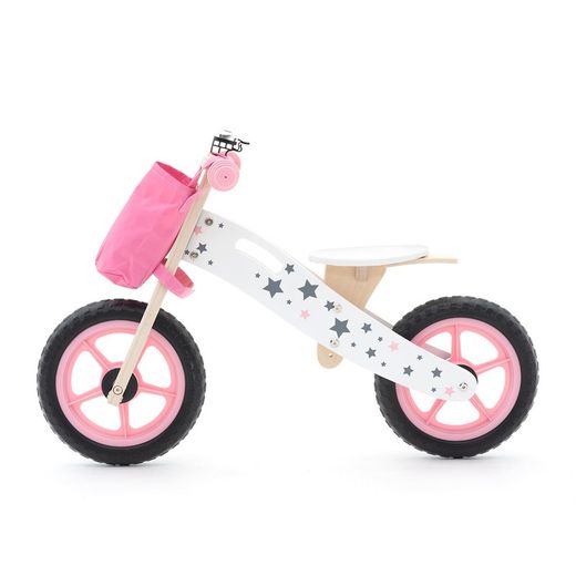 Montessori-style ride-on bike made of wood in pink, 83x36x55 cm | Street Circuit