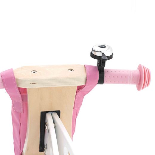 Montessori-style ride-on bike made of wood in pink, 83x36x55 cm | Street Circuit