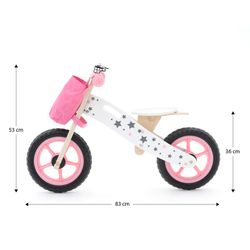 Montessori-style ride-on bike made of wood in pink, 83x36x55 cm | Street Circuit