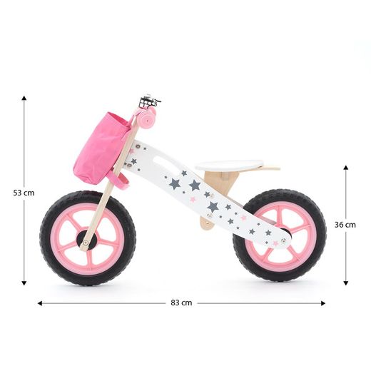 Montessori-style ride-on bike made of wood in pink, 83x36x55 cm | Street Circuit