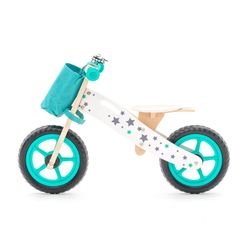Montessori-style ride-on bicycle made of wood in turquoise color, 83x36x55 cm | Street Circuit