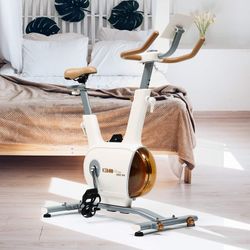 Bicicleta estática vintage de acero en blanco, 105 x 45 x 117 cm | Serie 900