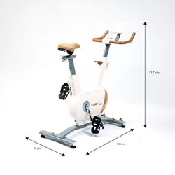 Bicicleta estática vintage de acero en blanco, 105 x 45 x 117 cm | Serie 900