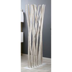 Biombo com base de bambu e metal branco/preto em conserva, 90x30x200 cm