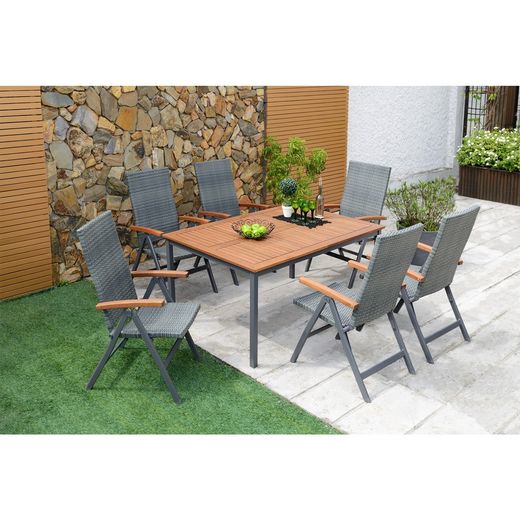BLACKBIRD - FSC Eucalyptus Wood and Aluminum Kardin Table 160x100x74 cm