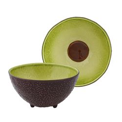 Avocado bowl made of earthenware in brown and green, 14.3 x 14 x 7.5 cm | Tropical Fruits