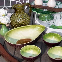 Avocado bowl made of earthenware in brown and green, 14.3 x 14 x 7.5 cm | Tropical Fruits
