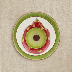 Avocado bowl made of earthenware in brown and green, 14.3 x 14 x 7.5 cm | Tropical Fruits