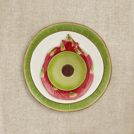 Avocado bowl made of earthenware in brown and green, 14.3 x 14 x 7.5 cm | Tropical Fruits