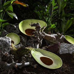 Avocado bowl made of earthenware in brown and green, 14.3 x 14 x 7.5 cm | Tropical Fruits