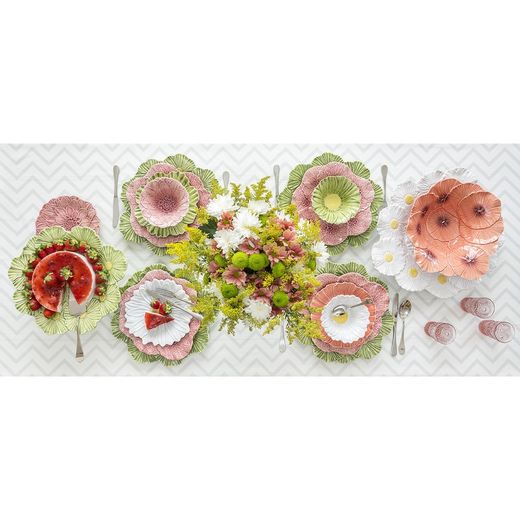 Service de table en faïence 18 pièces Dalia rose | Maria Flor
