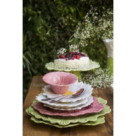 Service de table en faïence 18 pièces Dalia rose | Maria Flor