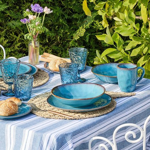 Stoneware bowl in blue, 13 x 13 x 10 cm | Nordik Pacific