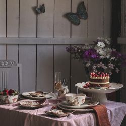 Beige and multicolor earthenware bowl, 15.6 x 15.8 x 7.9 cm | Cloudy Butterflies