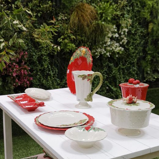 White and multicoloured earthenware bowl, Ø 20.3 x 6.2 cm | Christmas wreath