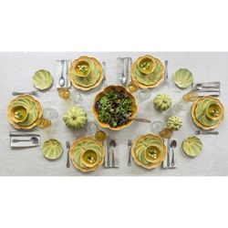 Earthenware bowl in orange and green, 16.2 x 16 x 7.8 cm | Pumpkin