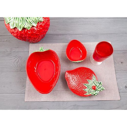 Bol en faïence rouge et vert, 13,5 x 11 x 4 cm | Fraises