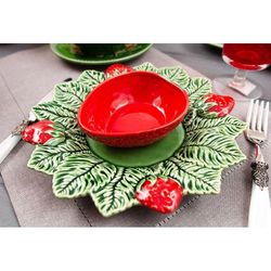 Bol en faïence rouge et vert, 13,5 x 11 x 4 cm | Fraises