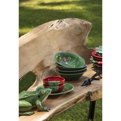 Bol en faïence rouge et vert, 13,5 x 11 x 4 cm | Fraises