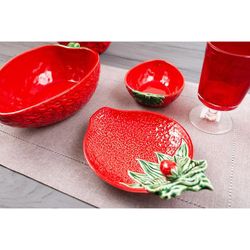 Bol en faïence rouge et vert, 13,5 x 11 x 4 cm | Fraises