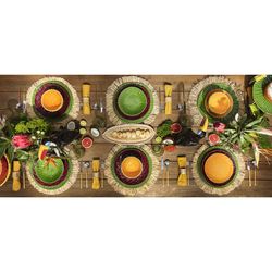 Earthenware bowl in green and orange, Ø 16.7 x 8 cm | Amazon