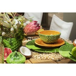 Earthenware bowl in green and orange, Ø 16.7 x 8 cm | Amazon