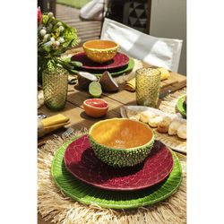 Earthenware bowl in green and orange, Ø 16.7 x 8 cm | Amazon