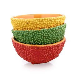 Earthenware bowl in green and orange, Ø 16.7 x 8 cm | Amazon