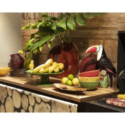 Earthenware bowl in green and orange, Ø 16.7 x 8 cm | Amazon