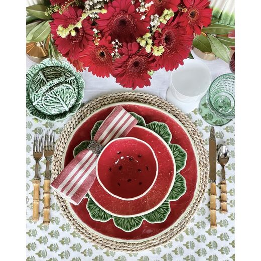 Earthenware bowl in green and red, Ø 13.5 x 7.5 cm | Watermelon