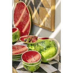 Earthenware bowl in green and red, Ø 13.5 x 7.5 cm | Watermelon