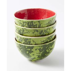 Earthenware bowl in green and red, Ø 13.5 x 7.5 cm | Watermelon