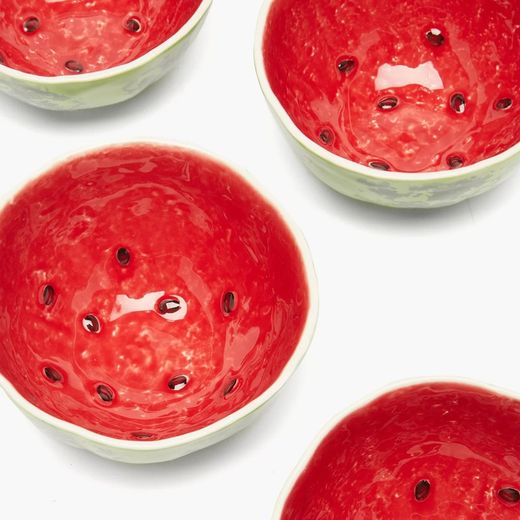 Earthenware bowl in green and red, Ø 13.5 x 7.5 cm | Watermelon