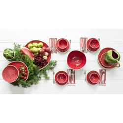 Earthenware bowl in green and red, Ø 13.5 x 7.5 cm | Watermelon