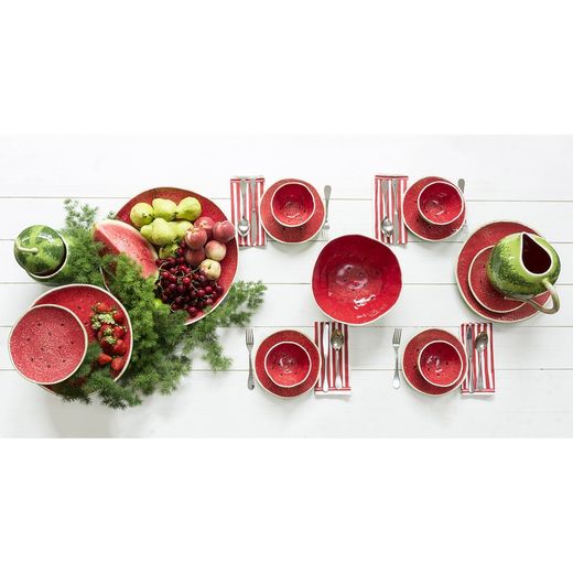 Earthenware bowl in green and red, Ø 13.5 x 7.5 cm | Watermelon