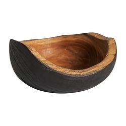Teakhouten schaal in zwart en naturel, Ø 15 x 9 cm | Zegenen