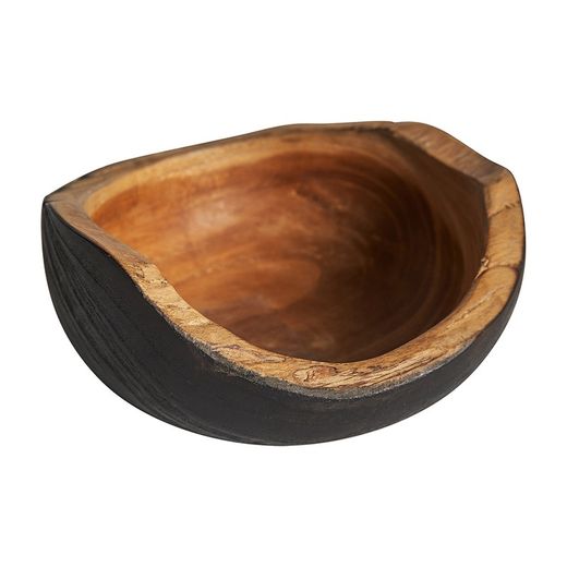 Teakhouten schaal in zwart en naturel, Ø 15 x 9 cm | Zegenen