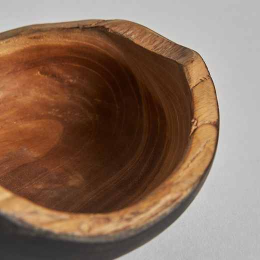 Teakhouten schaal in zwart en naturel, Ø 15 x 9 cm | Zegenen