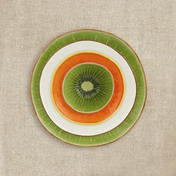 Kiwi bowl made of earthenware in brown and green, 14.1 x 14 x 7.5 cm | Tropical Fruits