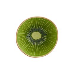 Kiwi bowl made of earthenware in brown and green, 14.1 x 14 x 7.5 cm | Tropical Fruits