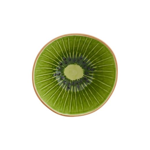 Kiwi bowl made of earthenware in brown and green, 14.1 x 14 x 7.5 cm | Tropical Fruits